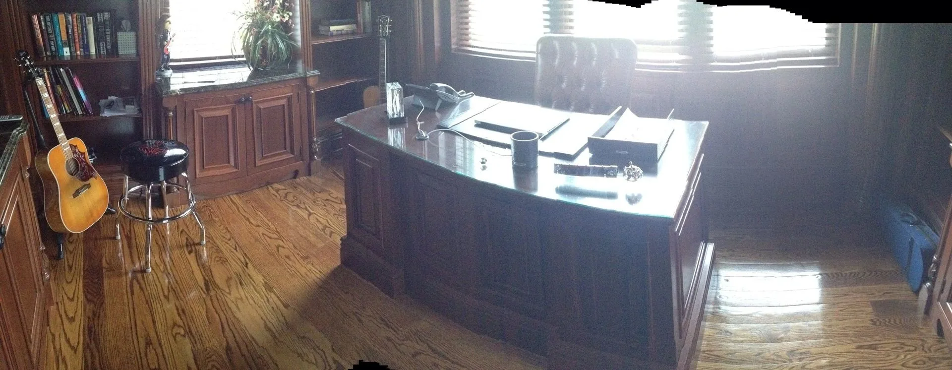 gray desk in bay window, cropped banner, Paneled Rooms